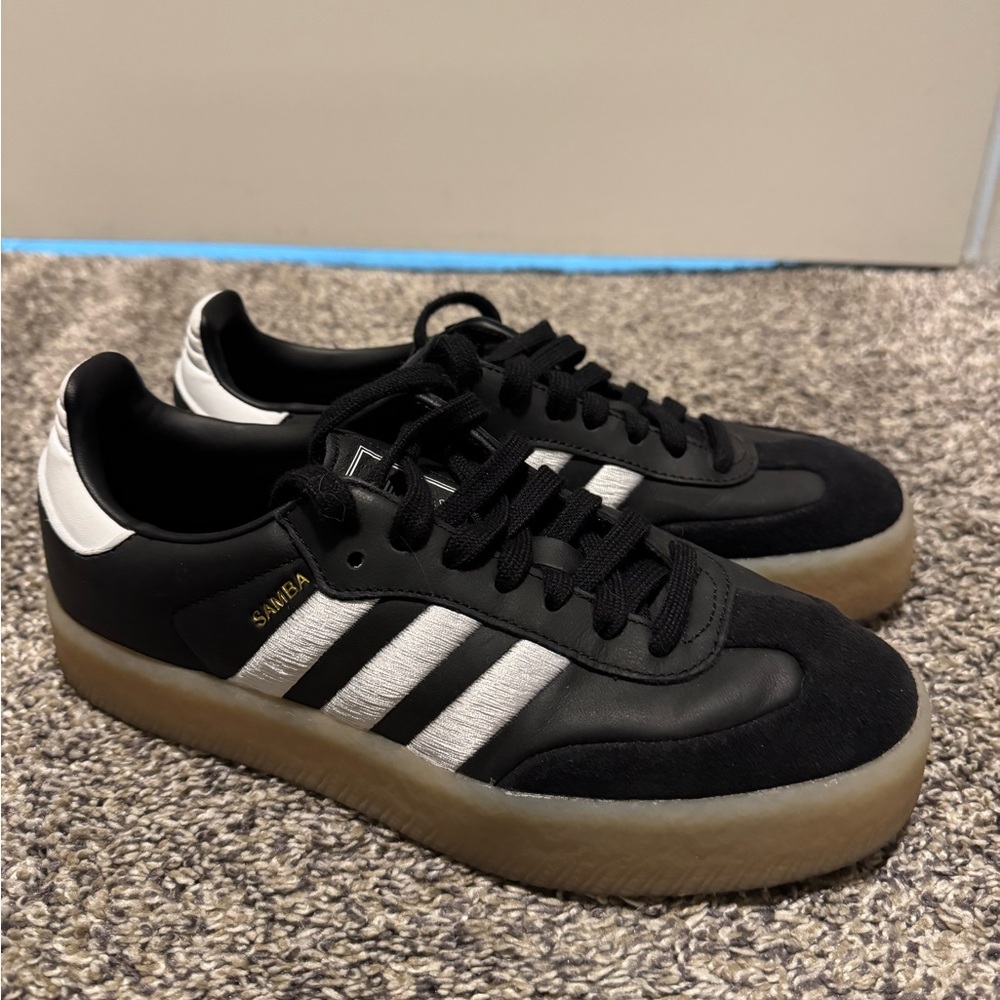 Adidas Black and White Sneakers with Classic Stripes